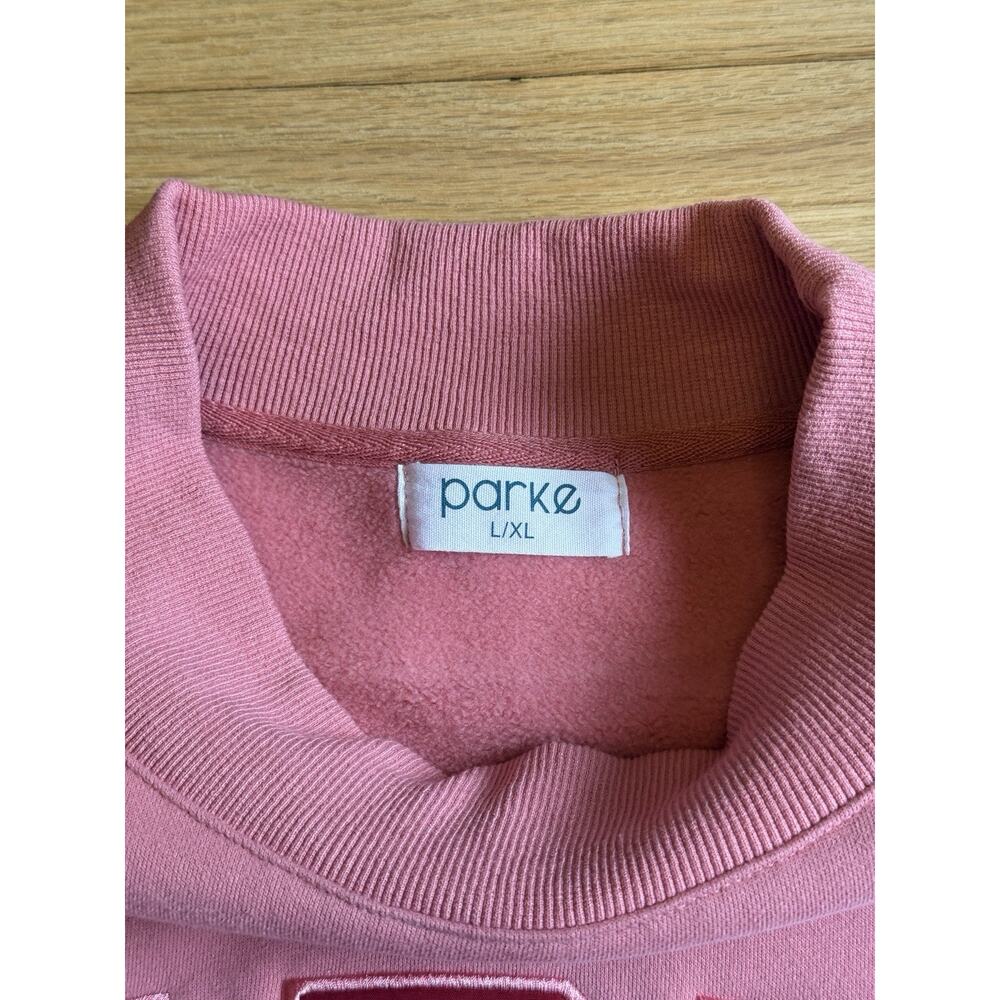 PARKE Varsity Pink Mock Neck Sweatshirt Valentines Day Lover RARE L/XL - Picture 16 of 16
